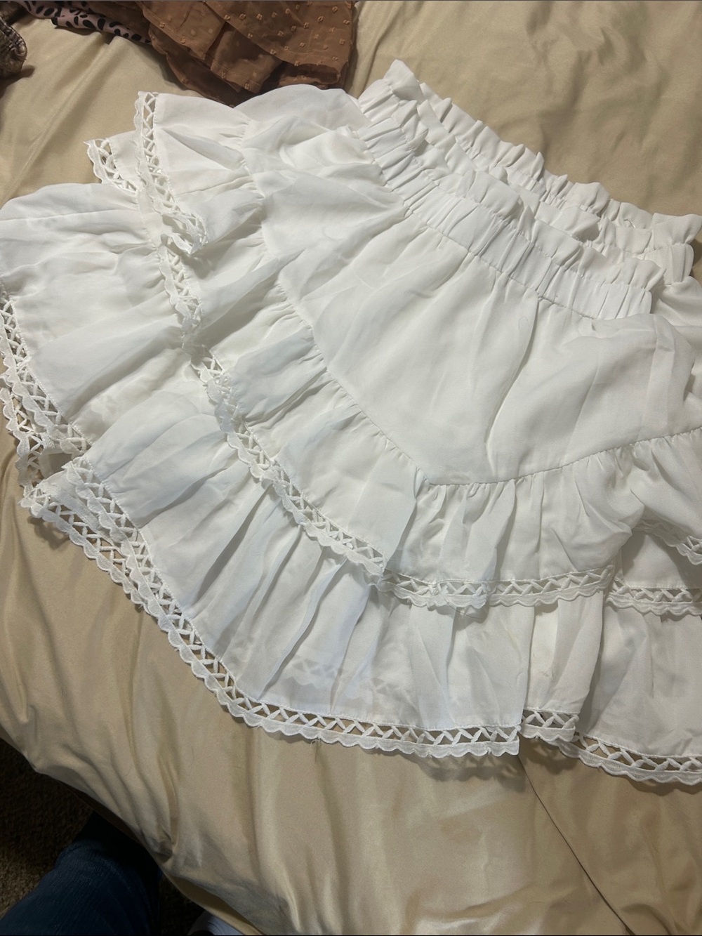 Unk White Ruffled Tiered Mini Dress